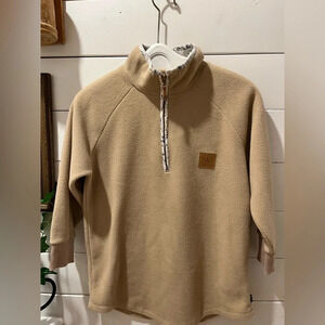 WILL & YOU Tan fleece sweater with a floral pattern n size S
